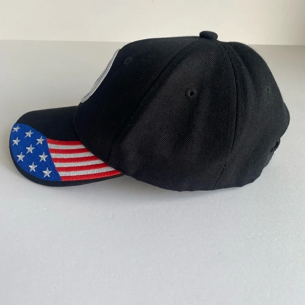 US Air Force Veteran Cap Hat Black Military USA Red White Blue‎ Flag Adjustable